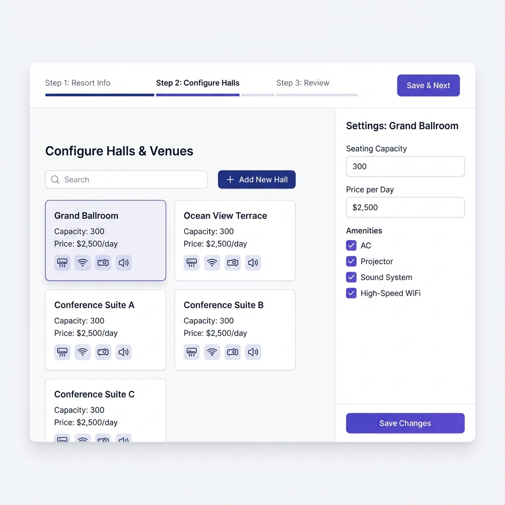 Step 2: Configure Halls & Venues